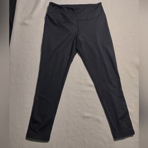 Z By Zella Sz L Black Crop Athletic Leggings Sheer Panel In Back Legs